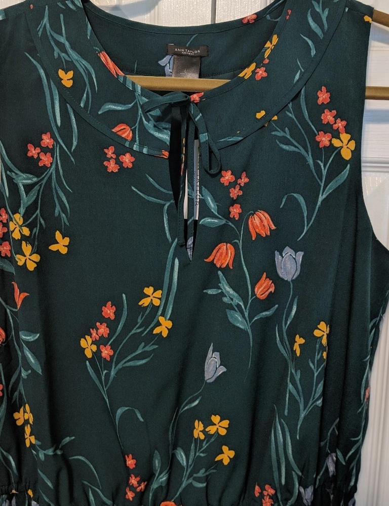 Ann taylor factory green floral tunic dress